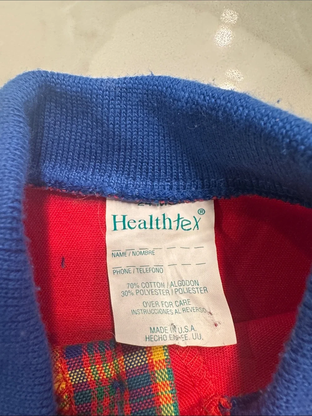 Vintage Healthtex Red Plaid Baby Romper with Airplane Embroidery 24 Months